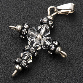 Pendant cross in silver and strass 2,5x3,5 cm