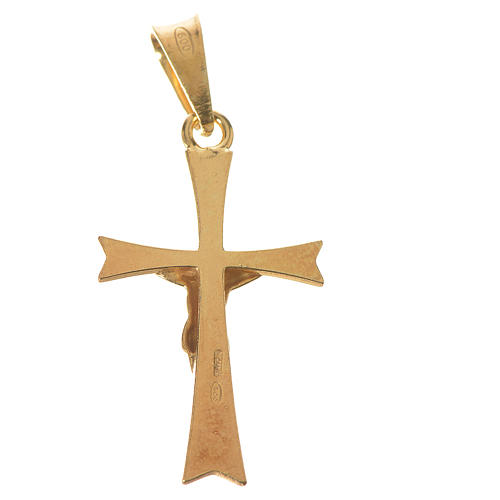 Pendant crucifix in gold-plated silver, pointed 2