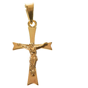 Pendant crucifix in gold-plated silver, pointed