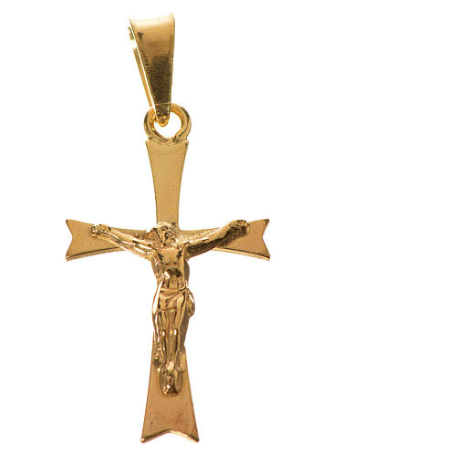 Pendant crucifix in gold-plated silver, pointed 1