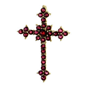 Pendant cross in silver and garnet, round brilliant cut