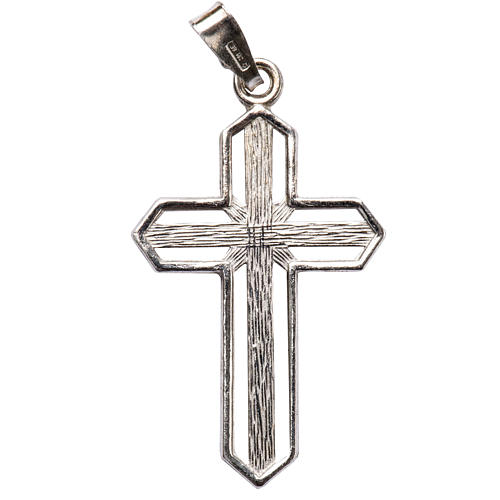 Pendant cross in 925 silver worked in the central part 1