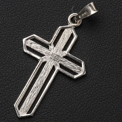 Pendant cross in 925 silver worked in the central part 2