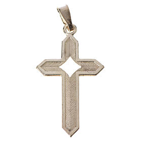 Pendentif croix argent rayée