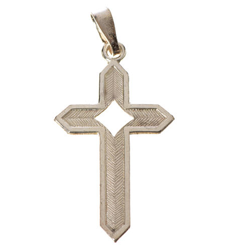 Pendentif croix argent rayée 4