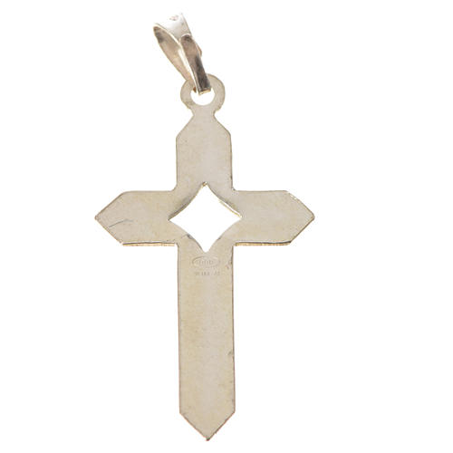 Pendentif Crucifix En Argent 925 Rayé - Croix 3x2 Cm, Fabrication Italie, Bijou Religieux