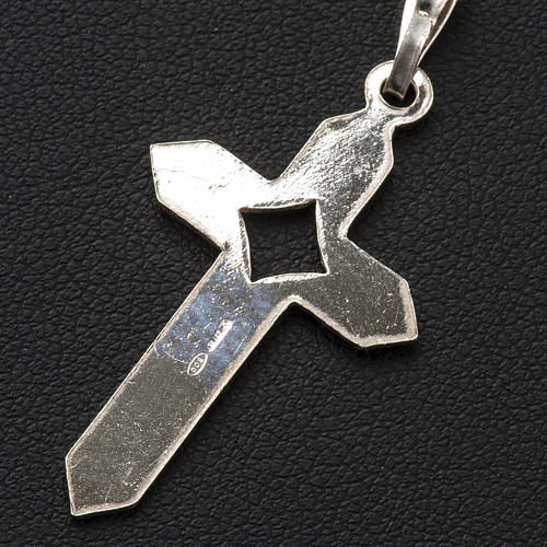 Pendentif croix argent rayée 3