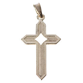 Pendant cross in 925 silver 2x3 cm, herringbone pattern