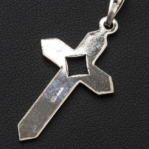 Pendant cross in 925 silver 2x3 cm, herringbone pattern 3