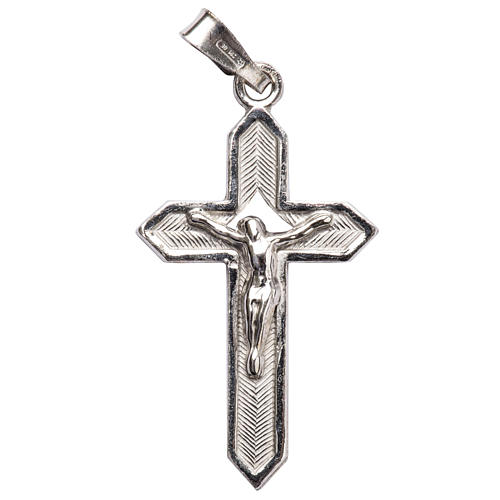 Pendant crucifix in 925 silver 2x3 cm, herringbone pattern | online ...