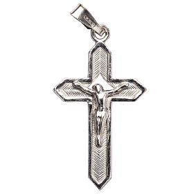 Pendant crucifix in 925 silver 2x3 cm, herringbone pattern