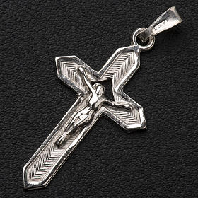Pendant crucifix in 925 silver 2x3 cm, herringbone pattern