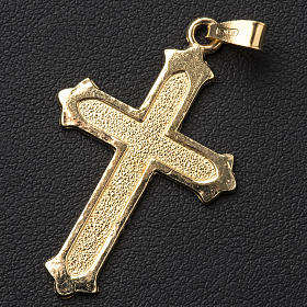 Pendant cross in gold-plated 925 silver 2x3 cm, dotted pattern