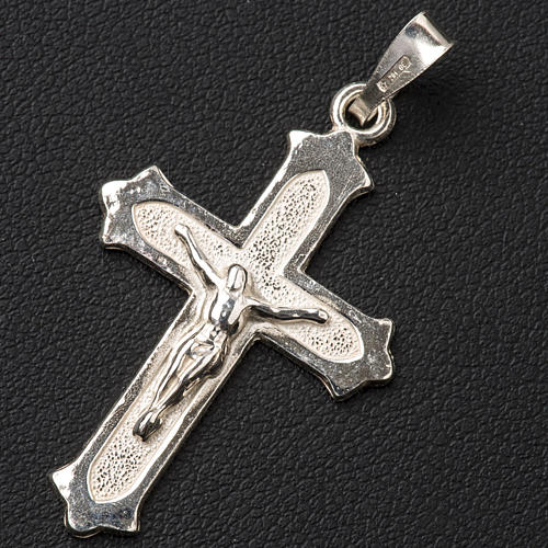 Pendant crucifix in 925 silver 2x3 cm, dotted pattern 2