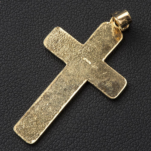 Pendant cross in gold-plated 925 silver, squares pattern 3