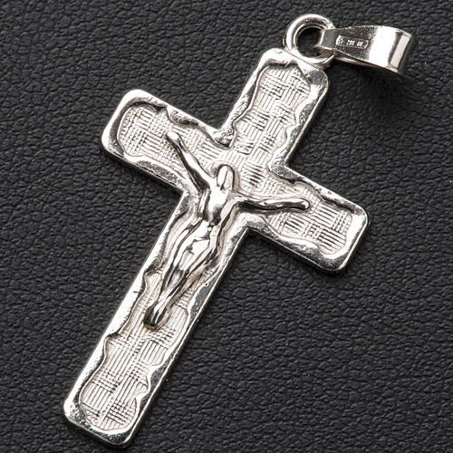 Pendant crucifix in 925 silver, squares pattern 2