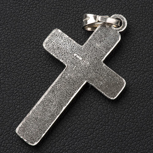 Pendant crucifix in 925 silver, squares pattern 3