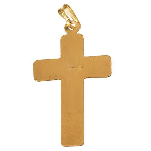 Pendant crucifix in gold-plated 925 silver, squares 5