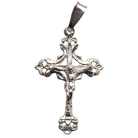 Pendant crucifix in 925 silver, budded and perforated