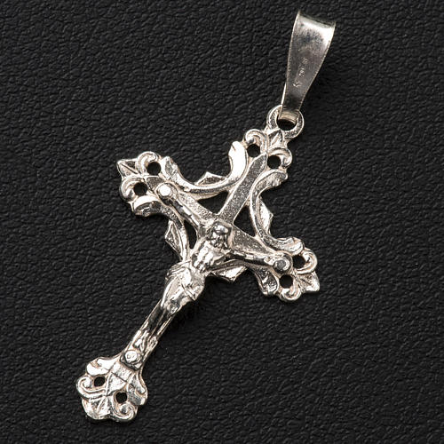 Pendant crucifix in 925 silver, budded and perforated 2