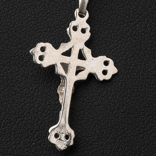 Pendant crucifix in 925 silver, budded and perforated 3