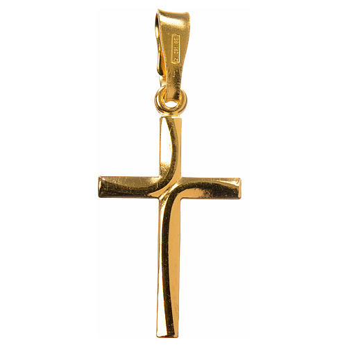 Pendant cross in gold-plated 925 silver, crossover in the centre 1