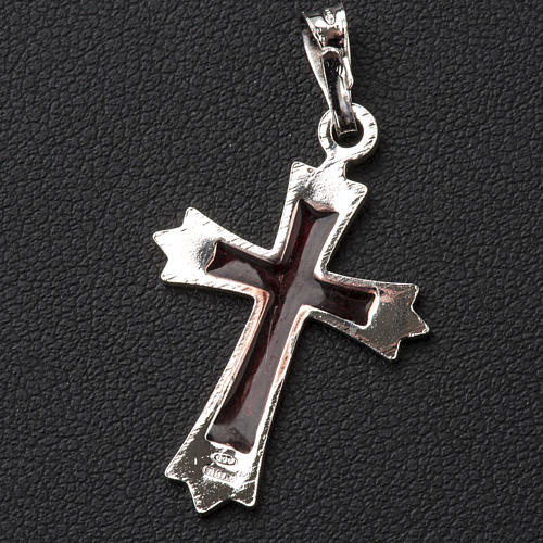 Pendant pointed cross in silver with red enamel 2