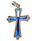 Pendant crucifix in silver with blue enamel s4