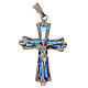 Pendant crucifix in silver with blue enamel s1