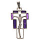 Pendant crucifix in silver and purple enamel s1
