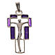 Pendant crucifix in silver and purple enamel s4