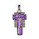 Pendant crucifix in silver and purple enamel s1