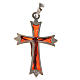 Pendant crucifix in 925 silver and red enamel s2