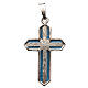 Pendant crucifix in silver and light blue enamel s1