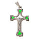 Pendant crucifix in silver and green enamel s1