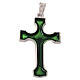 Pendant crucifix in silver and green enamel s4