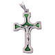 Crucifix argent 925 émail vert s1