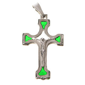 Ciondolo croce Argento e smalto verde