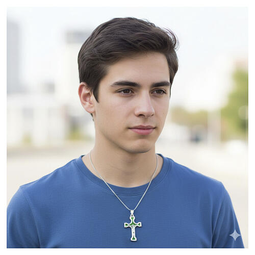 Ciondolo croce Argento e smalto verde 2