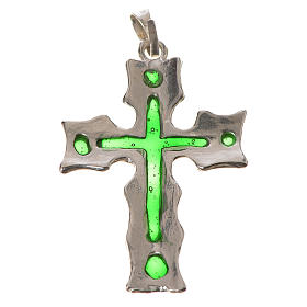 Krzyżyk srebro i emalia zielona