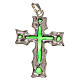Pendant cross in 925 silver and green enamel s4