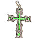 Pendant cross in 925 silver and green enamel s1