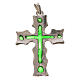 Pendant cross in 925 silver and green enamel s2