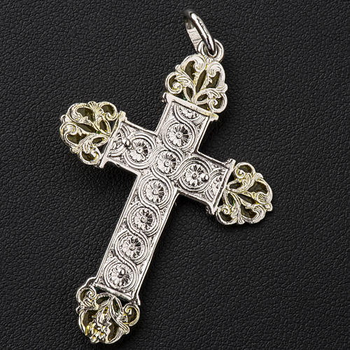 Pendant crucifix in silver and yellow enamel 3