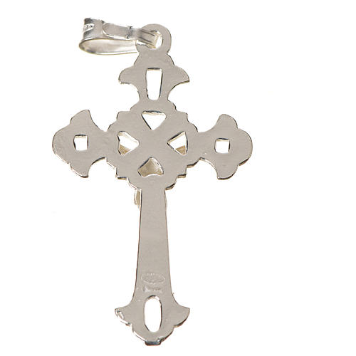Pendant, perforated crucifix in silver 3x2cm 2