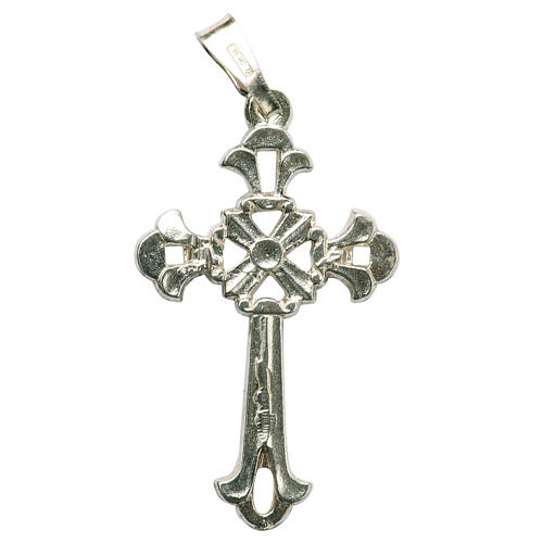Pendant, perforated cross in silver, Gothic style 1