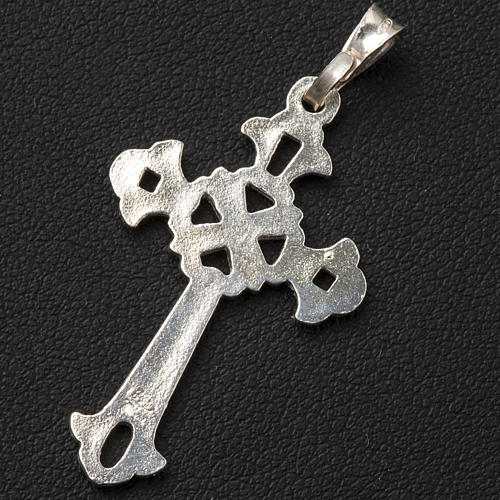 Pendant, perforated cross in silver, Gothic style 3