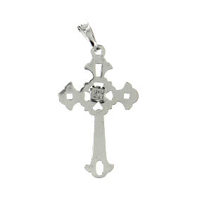 Pendant, perforated cross in silver, coral, Gothic style