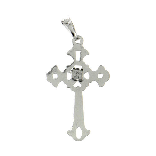Pendant, perforated cross in silver, coral, Gothic style 2