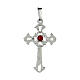 Pendant, perforated cross in silver, coral, Gothic style s1